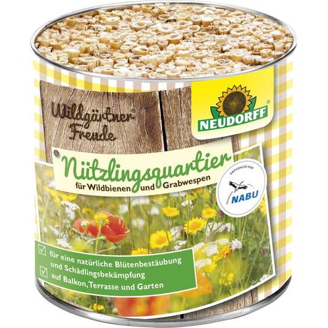 Neudorff – Wildgärtner Freude Abri pour insectes auxiliaires – Abeilles sauvages et guêpes fouisseuses, fer-blanc, Ø 10 cm