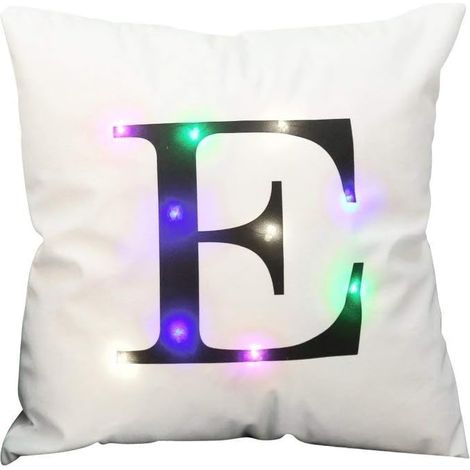 18x18 pouces LED couleur Glitter velours lettre housse de coussin taie d'oreiller Bar Party (blanc, e) (1/5)