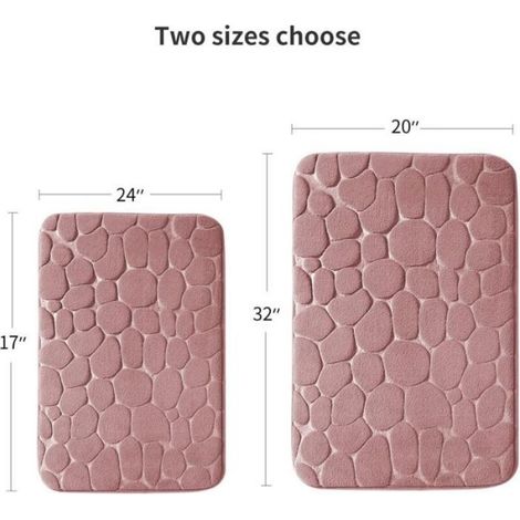 Tapis De Bain - Mousse A Memoire - 20 X 32 Cm - Rose - Antidérapant - Lavable En Machine - 1 Piece (1/4)