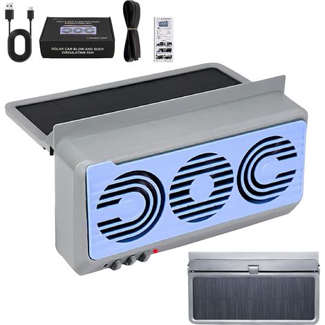 Ventilateur Solaire Fenêtre Voiture Rafraîchissement Portable (1/5)