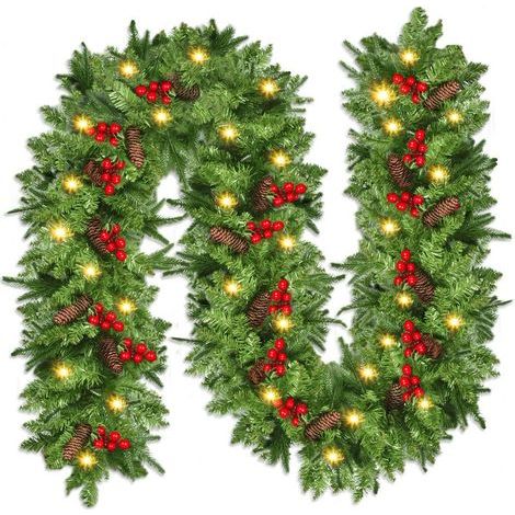 Christmas Garland Christmas Garland Outdoor Christmas Garland with Flower Balls Indoor Outdoor Fireplace,50 LED,270M-Karteo (1/4)