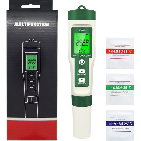 5-in-1 Wasserqualitätstest-Stift – pH, TDS, EC, Salzgehalt, Temperatur – Digitaler PPM-Messer mit Hintergrundbeleuchtung für Hydroponik, Schwimmbad und Wasserfilter (Modell JQ-006)-lsw