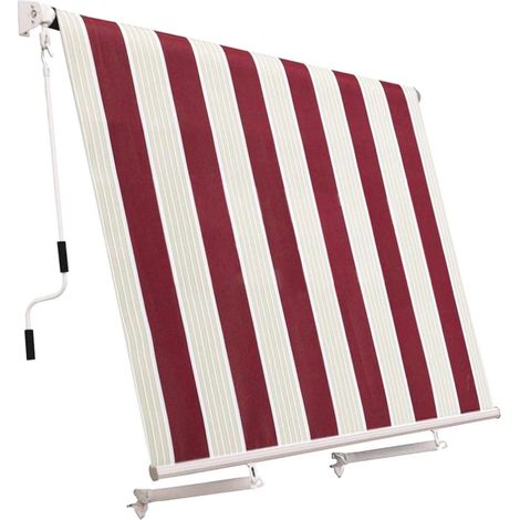 Tenda da sole a caduta 400x300 cm senza cassone per esterno rigata bordeaux crema