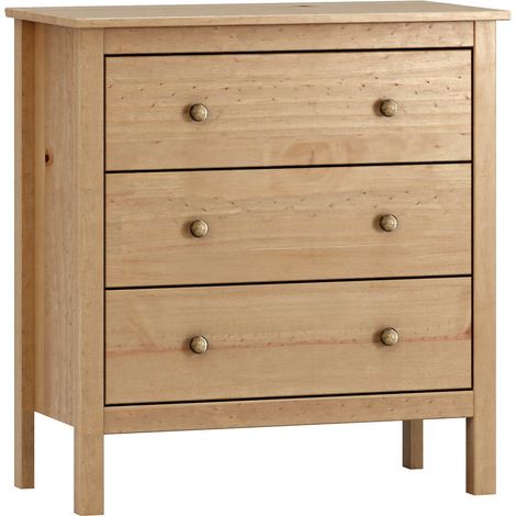 Pegane – Commode enfant 3 tiroirs chêne cambrian – Panneaux de particules mélaminés – Longueur 76 cm x profondeur 40 cm x hauteur 81 cm (1/2)