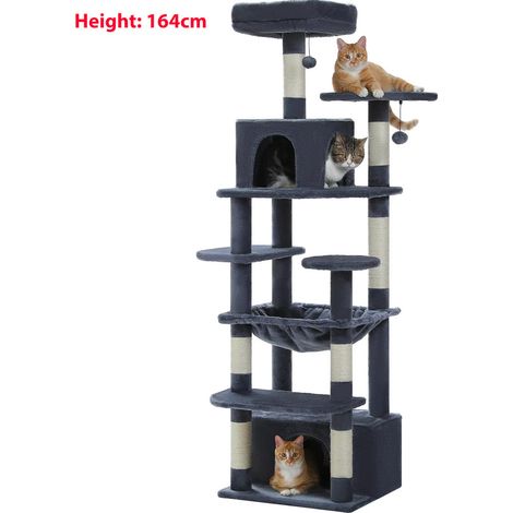 Arbre à chat multi-niveaux 164 cm – Poteaux en sisal, niches confortables, grand hamac et tour de jeu pour chats d’intérieur (1/5)