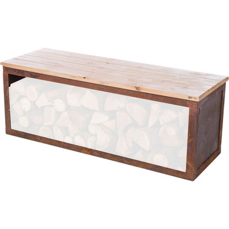 REDFIRE Holzlagerbank Tyr Holz/Stahl Rost-Look Outdoor-Bank mit Stauraum 210057 (1/5)