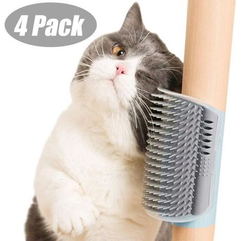 Katzenbürste, Wand- und Eckenbürste, Gesichtsbürste, Massagebürste für Kätzchen mit langem und kurzem Fell, grau (1/4)