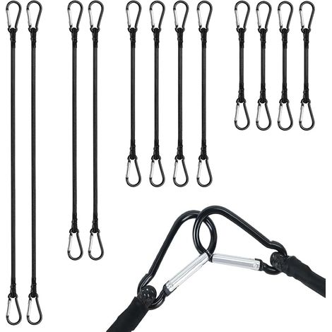 Elastic Bungee Cord with Carabiner Hook 4 Sizes for Sailing Black (1/5)