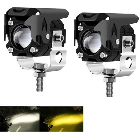 2PCS LED Pod Lights, 60W 6000lm Amber/Yellow White Dual Color Off-Road LED Lights, Driving Fog Auxiliary Work Lights Pod for Tractor, Motorcycle, Truck, SUV, ATV, E-Bike