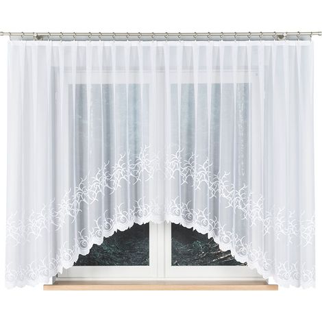 Bakaro - Rideau jacquard prêt à poser avec fente en bas - 420 x 160 cm - blanc (1/5)