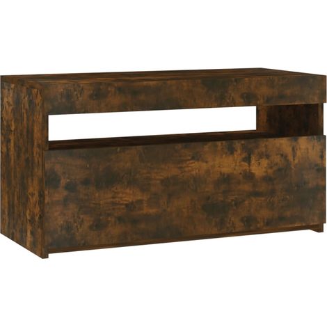 Mobile TV multimediale scaffale per televisione televisione buffet sala da pranzo soggiorno camera da letto con luci LED rovere affumicato 75 x 35 x 40 cm marrone 020026745