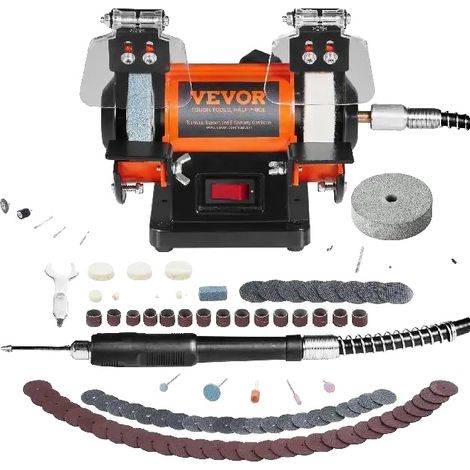 Amoladora de banco, 50 W de potencia, 3590 RPM de velocidad, diámetro de disco de 3 pulgadas, peso de 3,96 libras, certificación CE. (1/5)