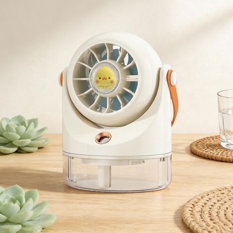 Ventilateur brumisateur – Rechargeable et très performant portatif pour la maison, la chambre, le bureau, et la randonnée-Blanc (1/4)