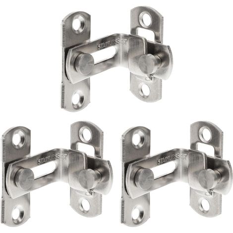 Ensemble de 3 loquets porte grange en acier inoxydable, loquet à angle droit pour la sécurité et (1/5)