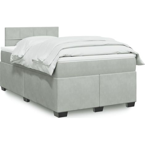 Boxspringbett mit Matratze Hellgrau 120x200 cm Samt