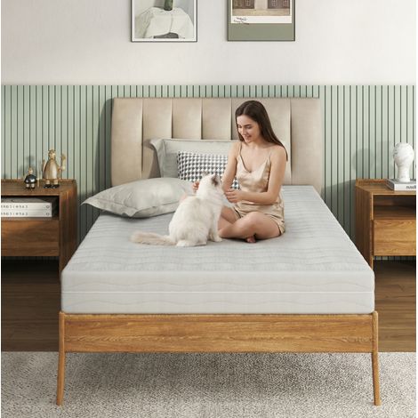 Colchón 160x200 cm blanco de espuma con núcleo D25 y funda 3D transpirable (1/3)