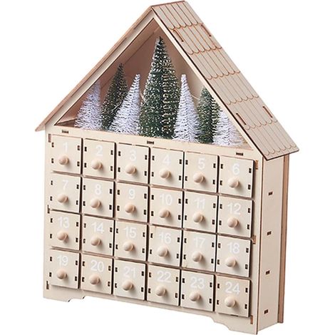 24-tägiger Adventskalender aus Holz mit dekorativen Schubladen (1/5)