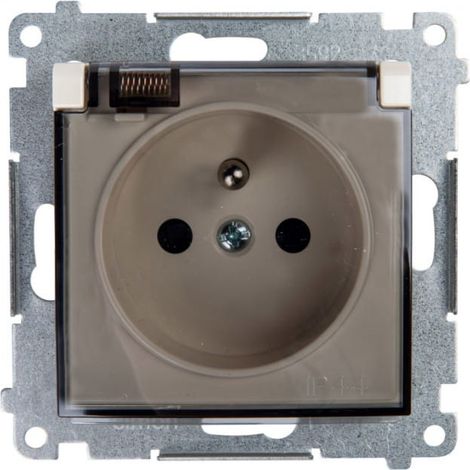 Prise Simon 54 étanche aux projections d'eau avec ou sans IP44, couvercle transparent sans joint, couleur crème DGZ1BUZ.01/41A