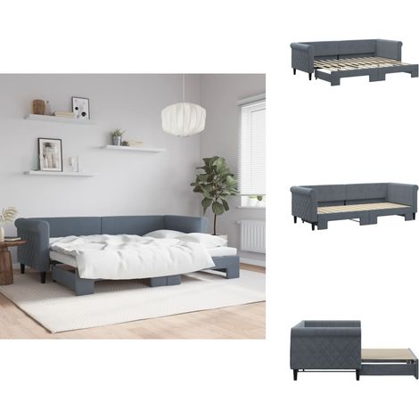 Lit de jour avec gigogne sans matelas gris foncé 80x200 cm - Lit De Jour Avec Lit Gigogne - Lits De Jour Avec Lits Gigognes - Canapé-lit - Lit D'appoint (1/5)