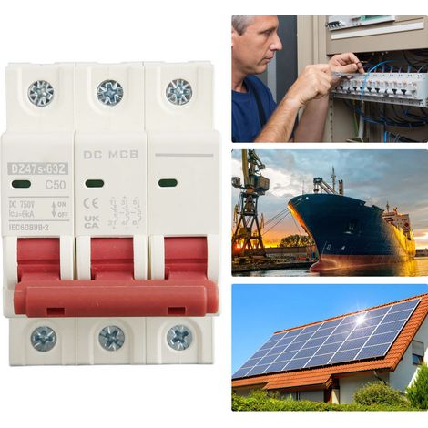 Le nouveau disjoncteur DZ47s-63Z C50 DC 750V 3P DC, disjoncteur miniature 50A pour systèmes photovoltaïques solaires, disjoncteur montable sur rail DIN, capacité de coupure basse tension 6000A. (1/5)