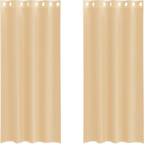 Maison Exclusive - Voile Vorhänge mit Ösen 2 Stk. Sandfarbe (1/5)