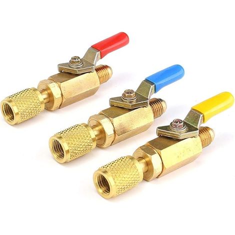 Lntyq ThreeH 3 Stück R12 R22 Absperrventile Klimaanlage Kältemittel Messing 1/4 SAE Ein-/Aus-Ventil für AC HVAC Kühlung Gerader Kugelhahn (1/5)