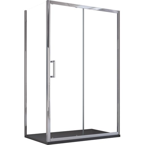 Box Doccia Angolare 70x130 cm 1 anta Scorrevoli 2 Lati Fissi in Cristallo trasparente 6mm H195 Bonussi Sole