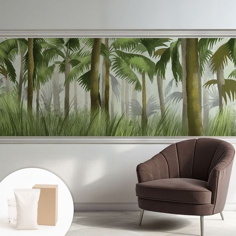 Newroom Tapete Dekorative Vliestapete mit Kleber Modern für Wohnzimmer Schlafzimmer Tropischer Wald 250x104 cm (1/5)