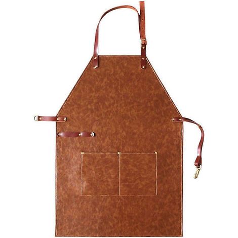 Tablier de travail en cuir avec poches pour hommes et femmes, tablier de cuisine robuste pour chef, barbecue, grill, fleuriste, café (1/5)