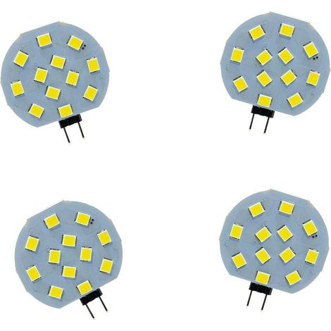 Set 4 Lampadina tonda a piastra 12 led g4 2 watt lampada slim tonda luce naturale 4000k (1/4)