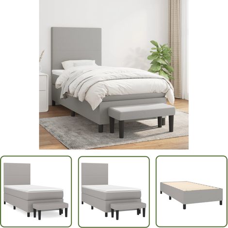 The Living Store Boxspringbett mit Matratze Hellgrau 90x200 cm Stoff - Boxspringbett - Doppelbett - Schlafraum - Bettgestell - Bettauflage (1/5)