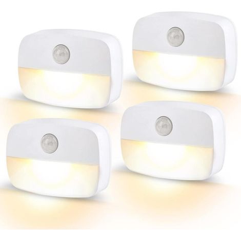 Veilleuses LED, Lumière de détecteur de mouvement avec Capteur de Crépuscule, Veilleuse Enfant pour Chambre Bébé, Cuisine, Couloir, Escalier, Salon, Blanc Chaud, Lot de 4 (1/5)