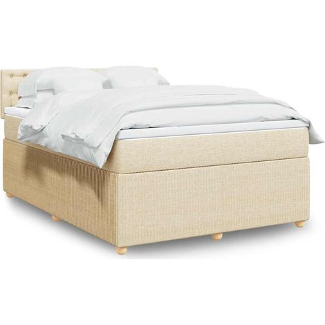 Boxspringbett mit Matratze Creme 140x200 cm Stoff