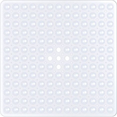 Alfombrilla de ducha antideslizante con ventosas - 53 x 53 cm - Material de PVC - Resistente al moho y lavable a máquina - Transparente - Blanca (1/5)
