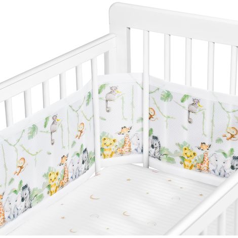 Barrière de lit réglable pour bébé – Amovible, Lavable, Portable Barrière de Protection 3D Respirante et résistante aux Chocs pour Nouveau-nés, pour Toutes Les Saisons (Singe) (1/5)