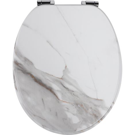 Homseat MDF Toilet Seat with Soft Close function, White Marble with Grey (1/5)
