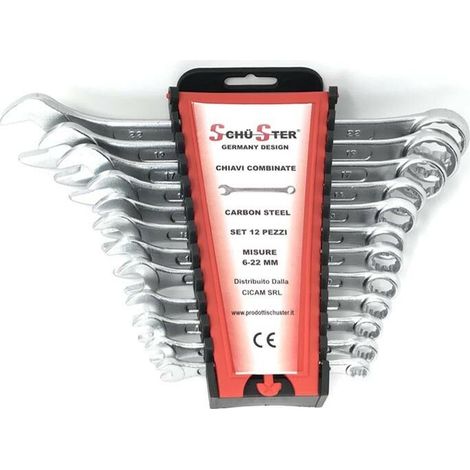 Set Serie 12 Chiavi Combinate Fisse Stella Kit Chiave Misure Da 6 A 24 Mm