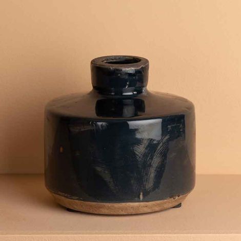 Vase bouteille large bleu marine 13x13cm (1/5)