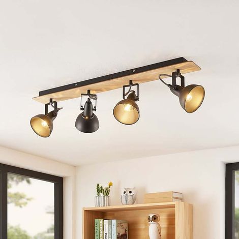 [NEUWERTIG] B-Ware Lindby Deckenlampe Hängeleuchte Aylis LED Lampe dimmbar schwarz Holz 82cm (1/2)