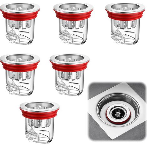 6 Pièces Siphon Douche, Bonde Douche, Clapet Anti Odeur Douche, Dispositif Anti Odeurs pour Drain de Douche et Sol, pour Balcons Cuisines Salles Bains Salles Machines Laver (1/5)
