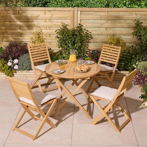 Rowlinson Ashdown Folding 4 Seat Dining Set with Cushions (1/5)