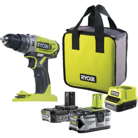 RYOBI Perceuse-visseuse à percussion - R18PD2-242S - 18V One+ - 2 Batteries 4.0Ah et 2.0Ah - 1 Chargeur