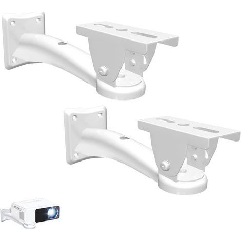 Lot de 2 supports muraux pour mini projecteur, montage mural, appareil photo, rotatif à 360 °, réglable de 7,8 pouces, blanc (1/5)