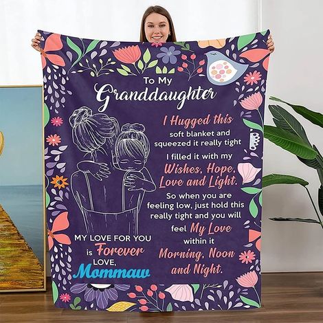 Couverture Lettre - 70 x 100 cm - Fibre Polyester - Pour Chambre À Coucher Décoration Intérieure Cadeau Pour Femme Fille Mère - 1 Pièce (1/5)