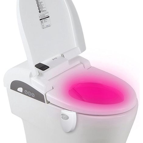 2pcs Lampe De Toilette Veilleuse Led Detecteur De Mouvement Eclairage Plastique Wc / Salle De Bain / Cuvette 16changements De Couleur (1/5)