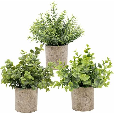 Plante Artificielle En Pot Faux Herbe Verte Feuilles Simulation Artificielle Plantes Jeux Pour La Maison Cuisine Bureau Garden Party Salle, 3 Paquet (1/5)