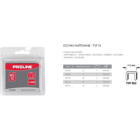 Grapas endurecidas tipo A 53 L:8 mm Proline