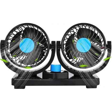 Ventilateurs de Voiture, Car Fans à Tête Double 12V avec 2 Vitesses & Rotation 360°, Ventilateur Électrique 4" Silencieux pour Camions, Bateaux, SUV, RV - Solution de Refroidissement Estivale (1/4)