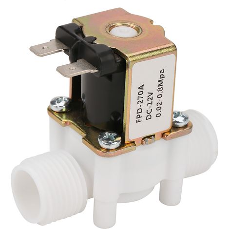 Électrovanne d'eau 12V G1/2" NC en plastique pour distributeur d'eau, valve d'entrée électrique (1/5)