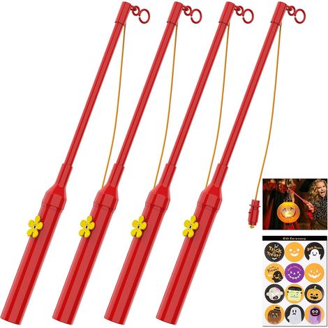 4 Pièces Bâtons de Lanterne électrique LED 30cm de Longueur Lumière LED Jaune Chaud Bâton de Lanterne électrique pour Lanternes et Fêtes d'halloween, Rouge (1/5)